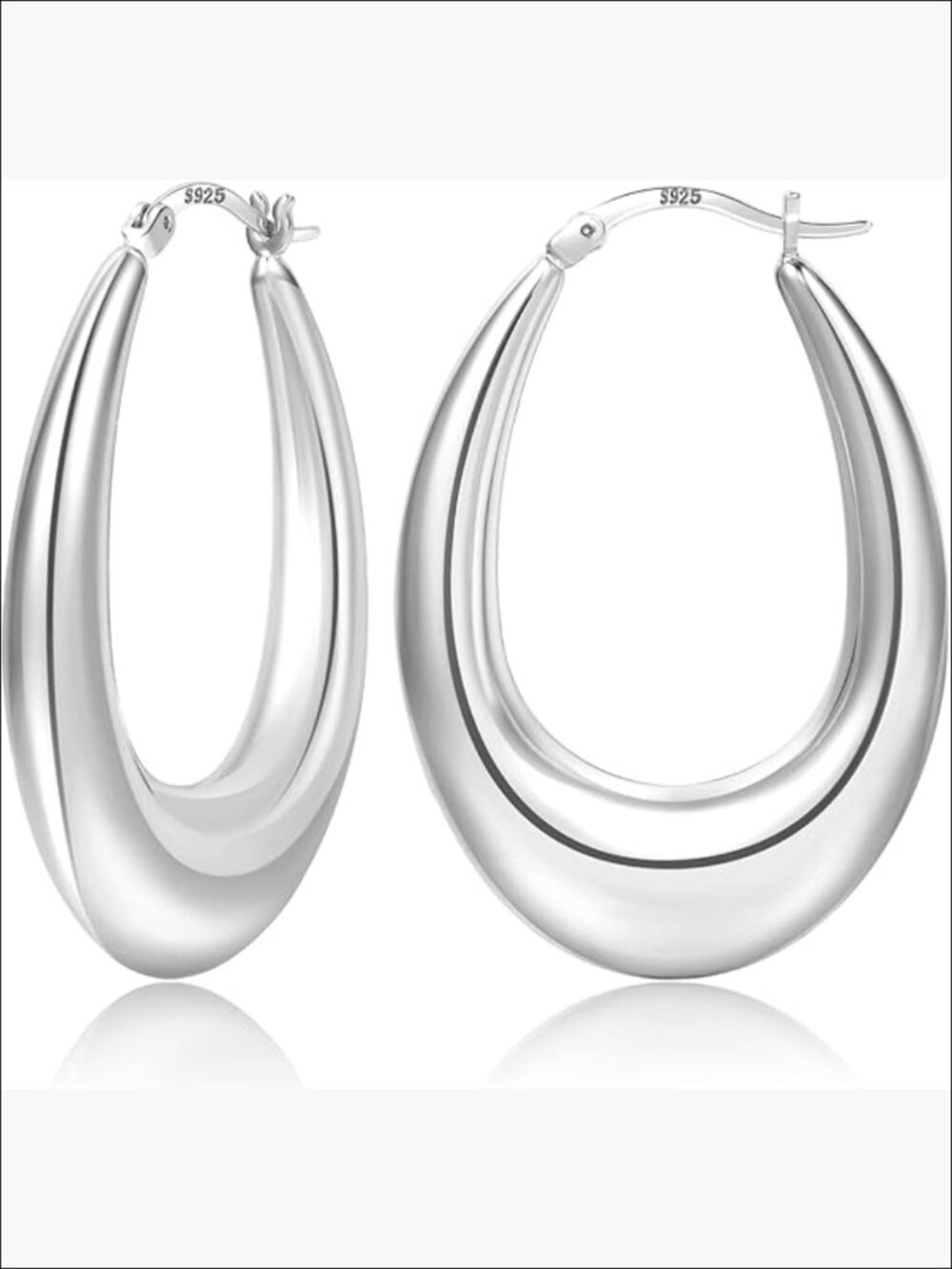 Chunky Sterling Silver Hoop Earrings for Women, Hypoallergenic Lightweight 925